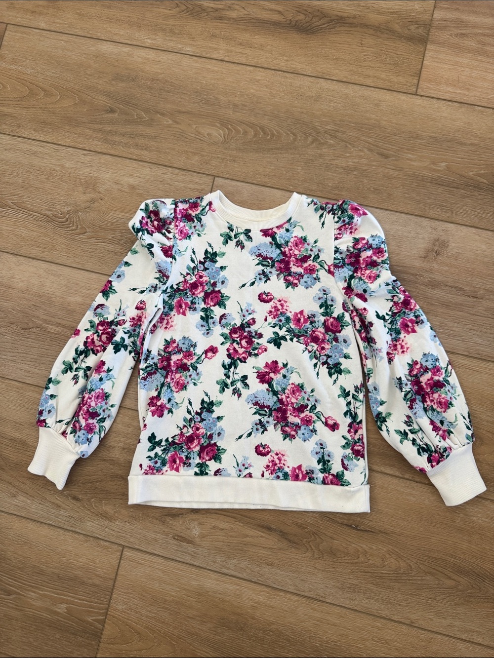 Janie and Jack Floral Puff Sleeve Sweatshirt
